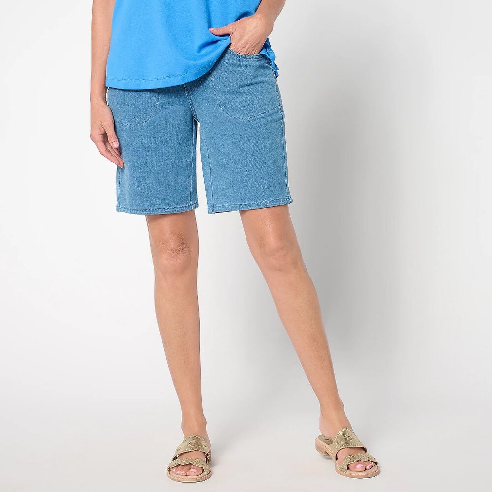 Quacker Factory DreamJeannes Flat Waistband 8" Shorts - Sz XS a647650